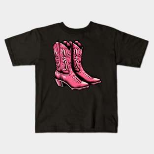 Pink cowboy boots Kids T-Shirt